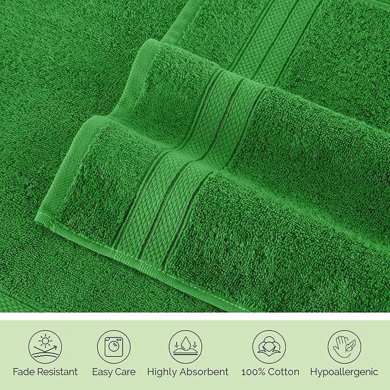 Elegant Comfort 6-Piece Towel Set - Three Line Popcorn Design, 100% Turkish Cotton, Soft and Absorbent, Quick-Drying, 2 Bath Towels, 2 Hand Towels, 2 Washcloths - Emerald Green