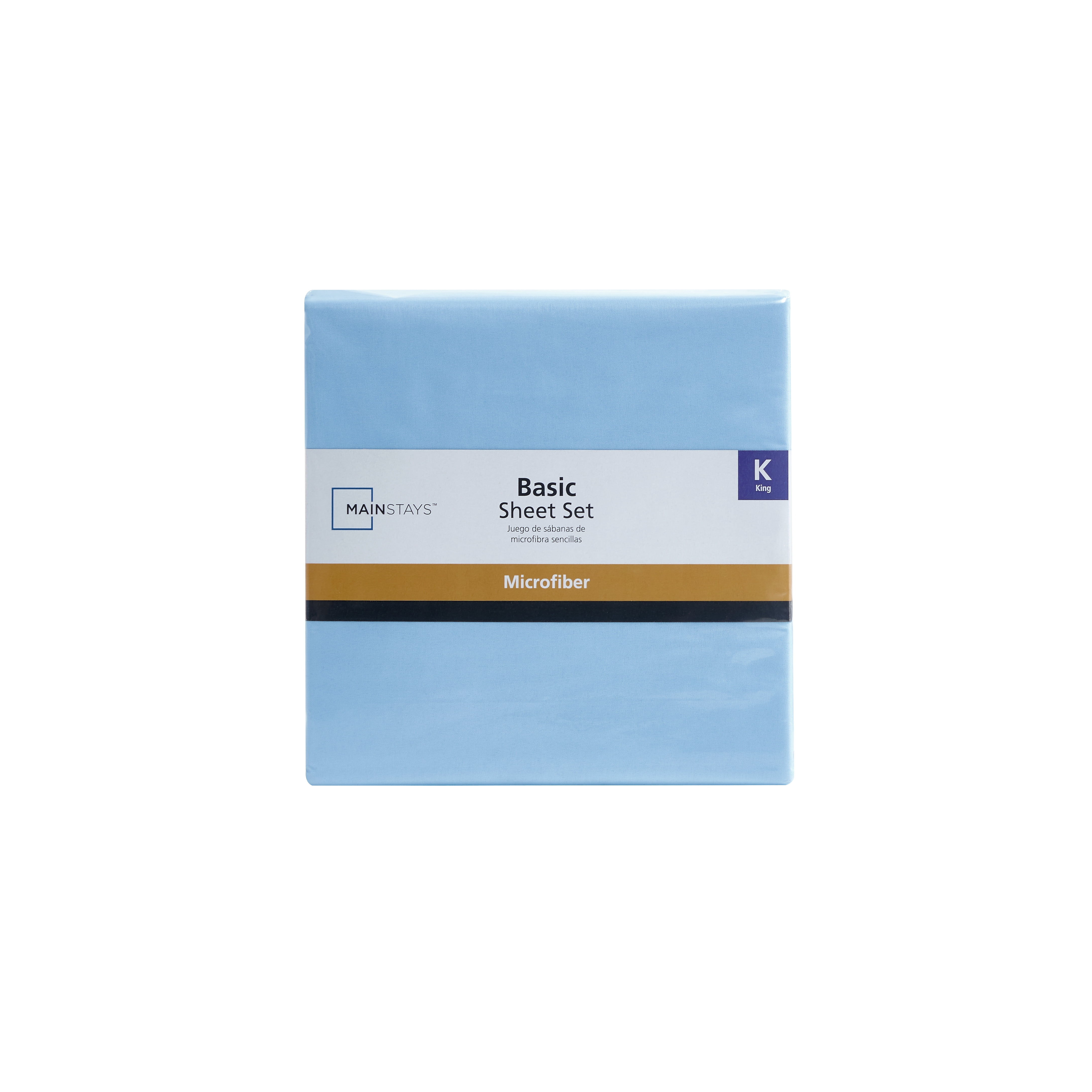 Mainstays Basic Value Microfiber Bed Sheet Set, Light Blue, King, 4 Piece