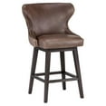 thumbnail image 2 of Home Square Ariana 26.25" Faux Leather Swivel Counter Stool in Brown - Set of 3, 2 of 8