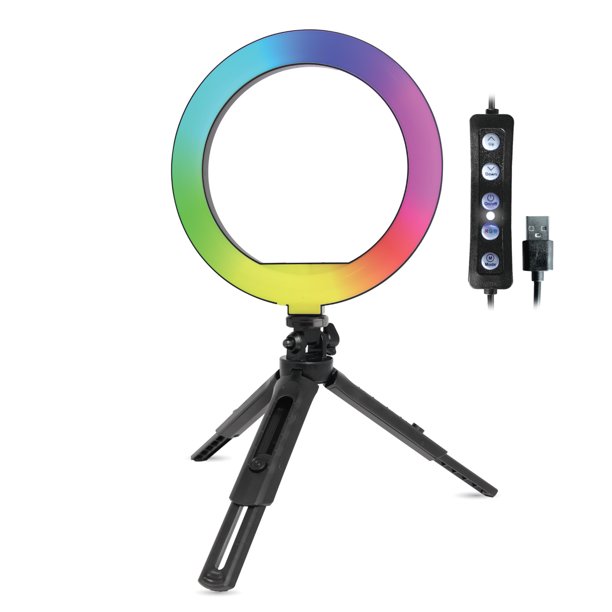 CoreAudio 6" RGB Selfie Ring Light with Stand; Color and White LED Ring