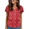 thumbnail image 2 of Womens Valentine Day Scrub Tops Love Heart Print Short Sleeve Cute Plus Size Scrubs Medical V Neck Quick Dry Scrub Tops with Pockets Vermilion M, 2 of 5