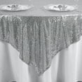 thumbnail image 4 of BalsaCircle 90" x 90" Silver Square Sequined Table Overlays Wedding Party Tablecloth, 4 of 7