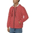 thumbnail image 3 of Goofa Red Polka Dot Pattern Mens Full-zip Hoodie, Zip-up Pullover Hooded Sweatshirt, Kangaroo Pocket Hoodie Ideal for Daily Wear, Travel, and Home-Large, 3 of 5