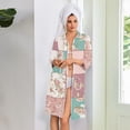thumbnail image 5 of Zipper Women's Robes Lightweight 3/4 Length Sleeve Womens Bathrobe Zipper Front Knee Length Vintage Floral Print Trendy Pajama Loungewear with Pockets Pink XXXL, 5 of 8