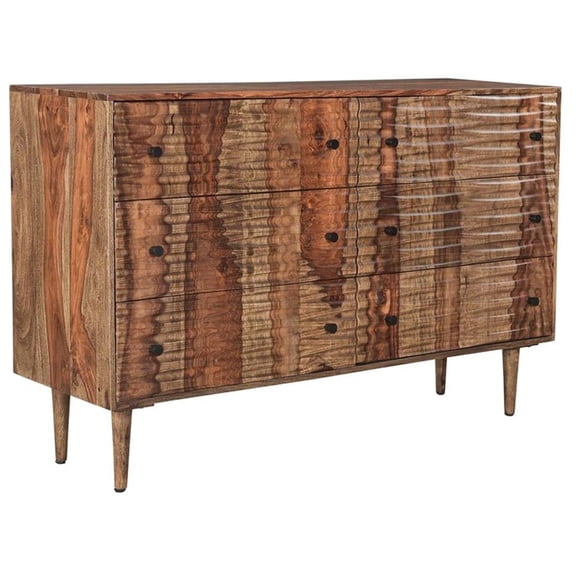 Porter Designs Waves Solid Sheesham Wood Dresser - Brown