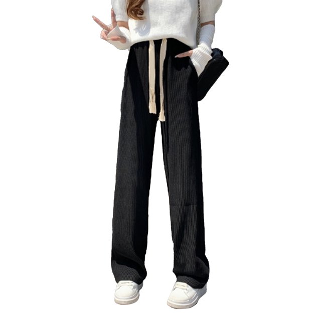 Pantalones de cintura elástica, pantalones de pierna ancha para mujer, pantalones deportivos de pierna recta, pantalones sueltos casuales, de primera línea