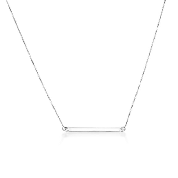 925 Sterling Silver Straight Bar Necklace (16 Inches)