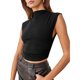 thumbnail image 1 of Mujeres medio alto Masajeadores de cuello Tank Top casual elegante color puro lado acanalado camisa sin mangas para las citas, 1 of 8