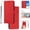 Red, variant on For Motorola Edge (2024) Flip [RFID Blocking] Wallet Case,Love Heart Embossed PU Leather Shockproof Soft Inner TPU Folio Kickstand Card Slots Phone Cover with Wrist Strap for Women Men,Black