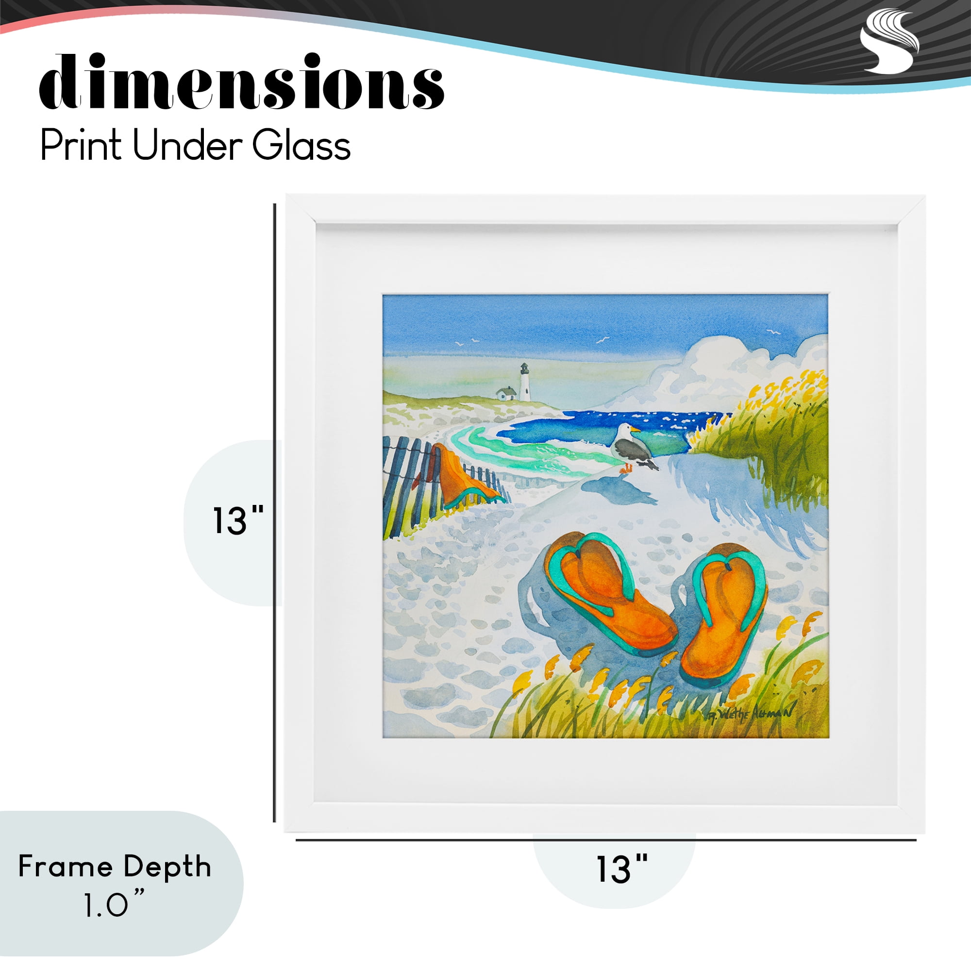 Stupell Industries Seagull & Flip Flops White Framed Print Under Glass, design by Robin Altman