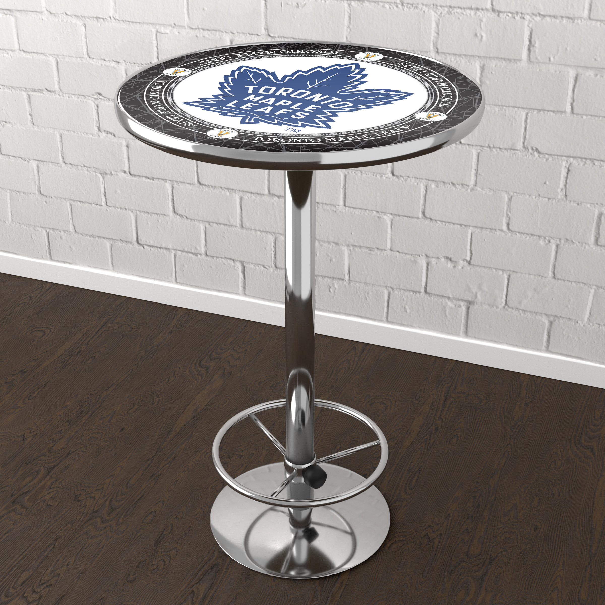 Toronto Maple Leafs Throwback Bar Table with Adjustable Footrest and Acrylic Top