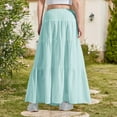 thumbnail image 6 of Kilaqueen Girls Maxi Skirt Ruffle Boho Casual Tiered High Waist A Line Flowy Long Skirt Kids Summer Swing Ankle Length Drawstring Skirts 4-15 Years, 6 of 9