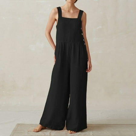 

Dasayo Black Jumpsuit for Women V Neck Backless Jumpsuit Sleeveless Clubwear Pocket Playsuit Romper