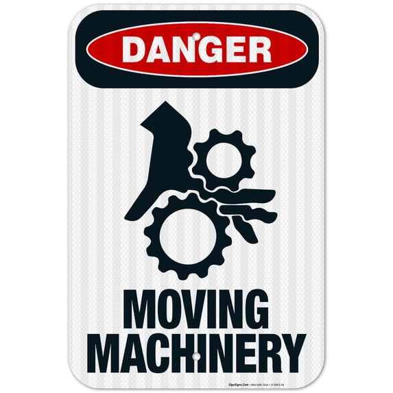 Moving Machinery Sign, OSHA Danger Sign, (SI-3903) 12x18 Reflective Aluminum EGP