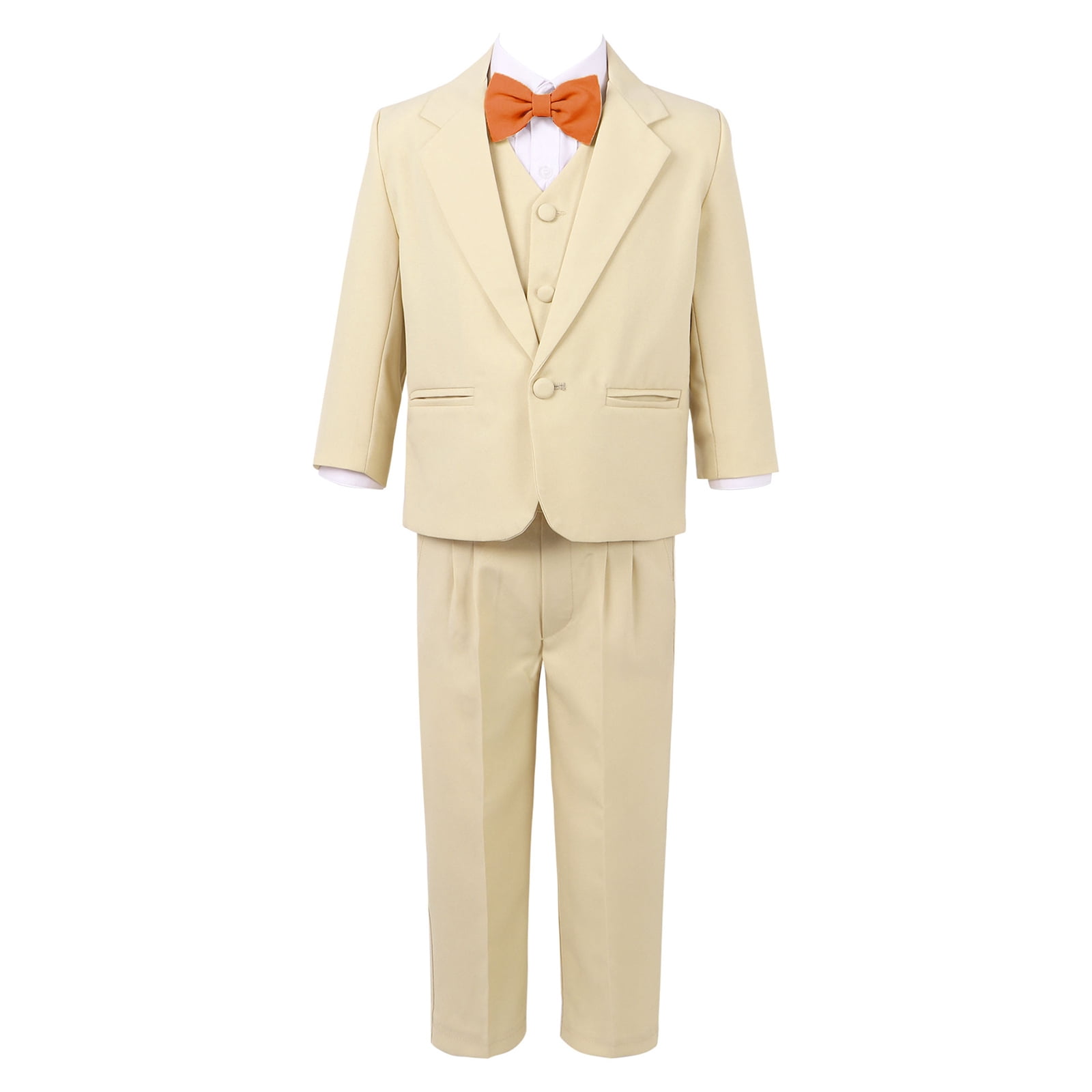 Boys Khaki Beige Shawl Tuxedo Suit