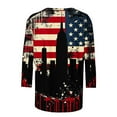 thumbnail image 4 of 3/4 Length Sleeve Tops for Womens 4Th of July Patriotic T-Shirts USA Flag Star Stripe T Shirts Relaxed Fit Tunics Blouses Scooped Neck Tees Dressy Vintage Blouse Going Out Beach Outfits, 4 of 5