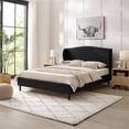 thumbnail image 3 of Posh Living RBD478-03CLQ-UE Adelyne Linen Platform Bed for Unisex, Charcoal - Queen Size, 3 of 20