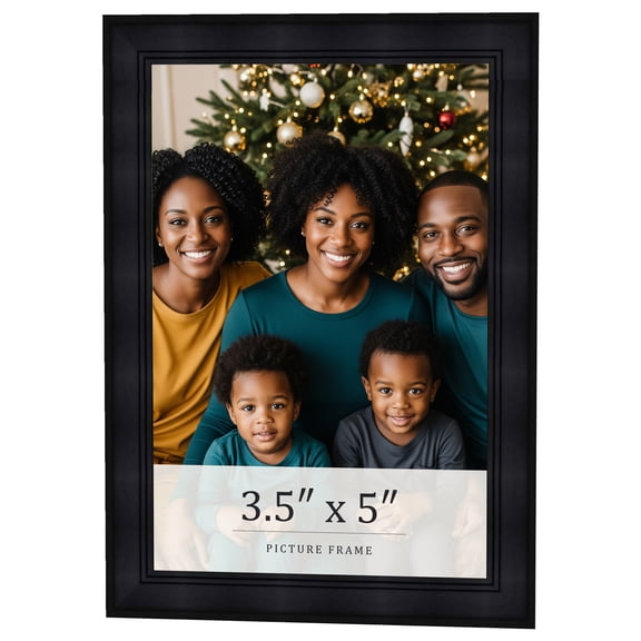 3.5x5 Frame Black Passaggi Solid Wood Picture Frame Width 1.5 Inches | Interior Frame Depth 0.5