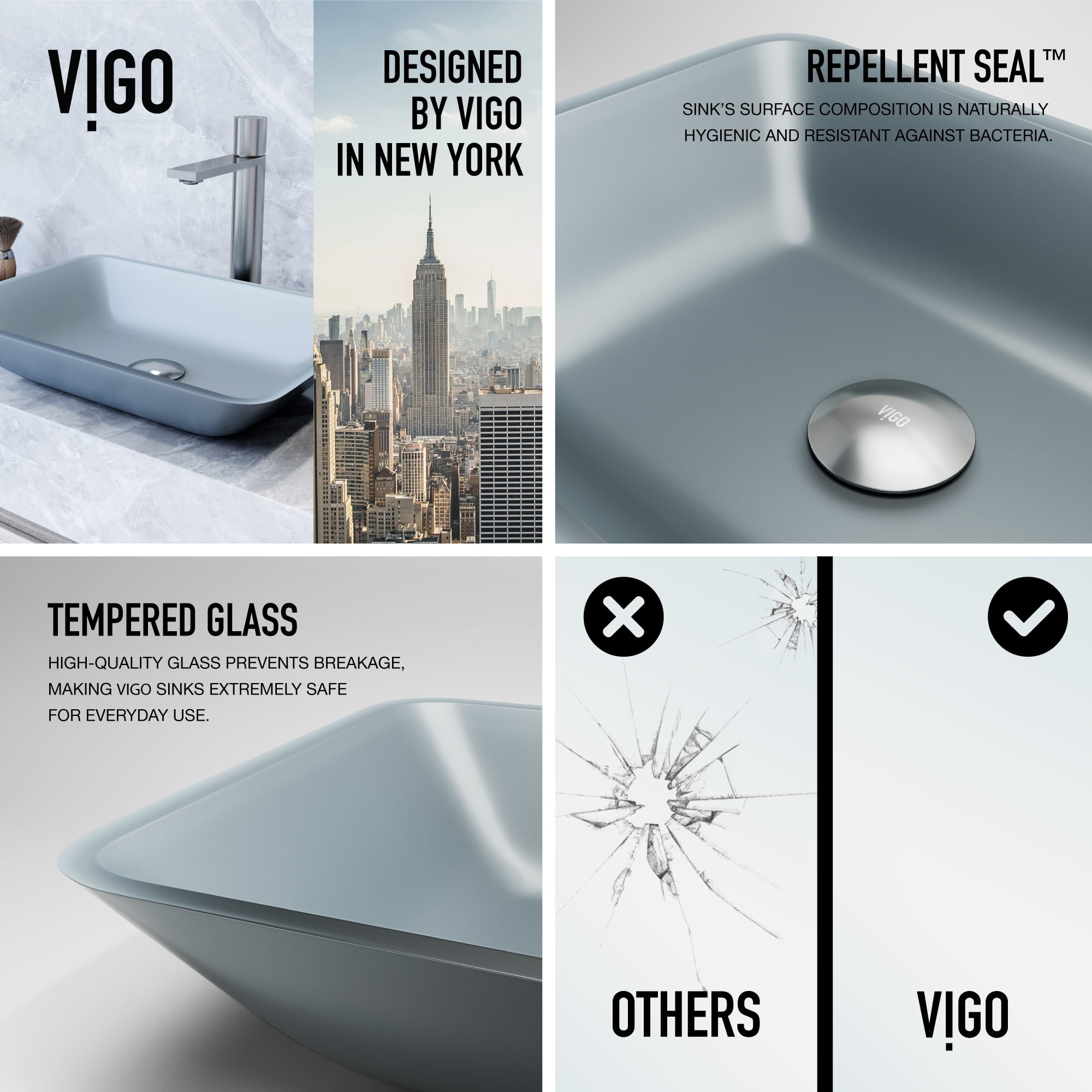 VIGO Matte Shell Sottile Metallic Glass 18 in. L x 13 in. W x 4 in. H Rectangular Vessel Bathroom Sink