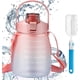 thumbnail image 1 of 1L Water Bottle with Straw, Sports Drinks Bottle with Time Markings BPA Free Leak Proof, Flip Cap (Coral Pink), 1 of 5