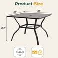 thumbnail image 3 of Aoodor Patio Dining Table for 4, 38'' Square Metal Outdoor Patio Table with Umbrella Hole, Outdoor Dining Table for Deck, Yard, Poolside, Porch, 3 of 7