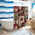 thumbnail image 5 of No Hook Shower Curtain with Built-in Rings - Western Farmhouse Washable Waterproof Fabric Bathroom Curtains for Hotel,Rentals, Stall 36 X 72 Inch , Vintage Wood Texture Barn Star Red Gray, 5 of 9