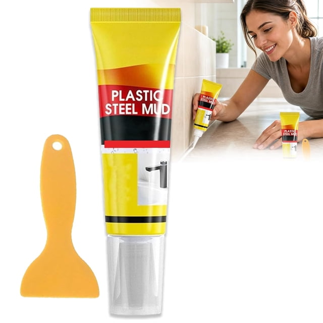 Plastic Steel Mud Waterproof Sealant,Multifunctional Waterproof White Caulk with Scraper (1PC)