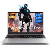 15.6 inch Windows 11 Pro Laptop, Intel N100 Quad-Core, 12GB RAM, 512GB SSD, Full HD IPS Display, Space Gray