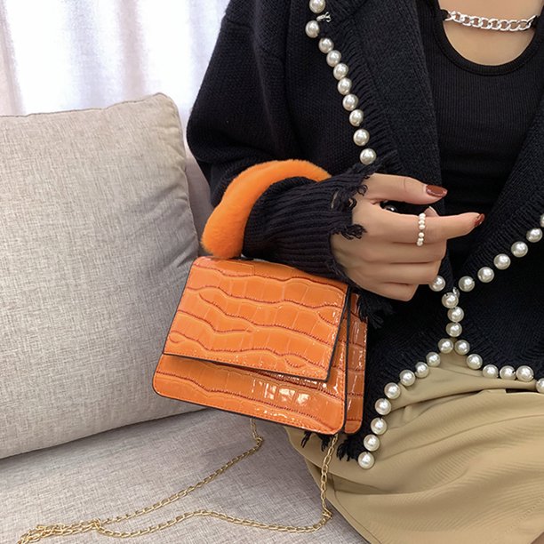Bolso bandolera de cocodrilo vintage para mujer Bolsos de hombro con cadena de cuero (naranja) Tmvgtek Para estrenar