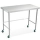 thumbnail image 1 of QinaQin Mesa comercial de acero inoxidable, ideal para preparación de alimentos o como banco de trabajo, con base abierta y opción de movilidad para garaje o bodega, 1 of 9