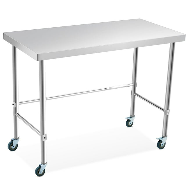 Kojooin Stainless Steel Table for Prep & Work with/without Wheels, Metal Commercial Work Table for Versatile Use in Home Kitchen, Restaurant, Garage, Warehouse