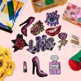 thumbnail image 2 of 10 piezas de parche morado DIY, parche bordado, calcomanía de costura, bolsa de ropa para mujer, decoración de zapatos y sombreros, 2 of 5