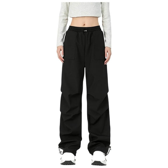 Lenago Athletic Pants For Women With Pockets Pants Ladies Solid Color Elastic Waist Tie Csual Versatile Waterproof And Windproof Outdoor Sports Pants Long Pants Lightweight Hiking Women Cargo Pants