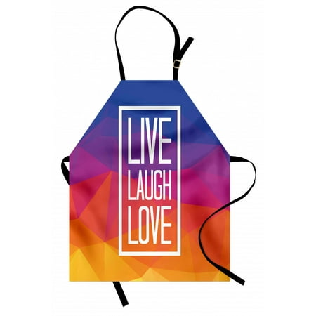 

Live Laugh Love Apron Famous Slogan Framework with Triangulated Low Poly Effects Colorful Print Unisex Kitchen Bib Apron with Adjustable Neck for Cooking Baking Gardening Multicolor by Ambesonne