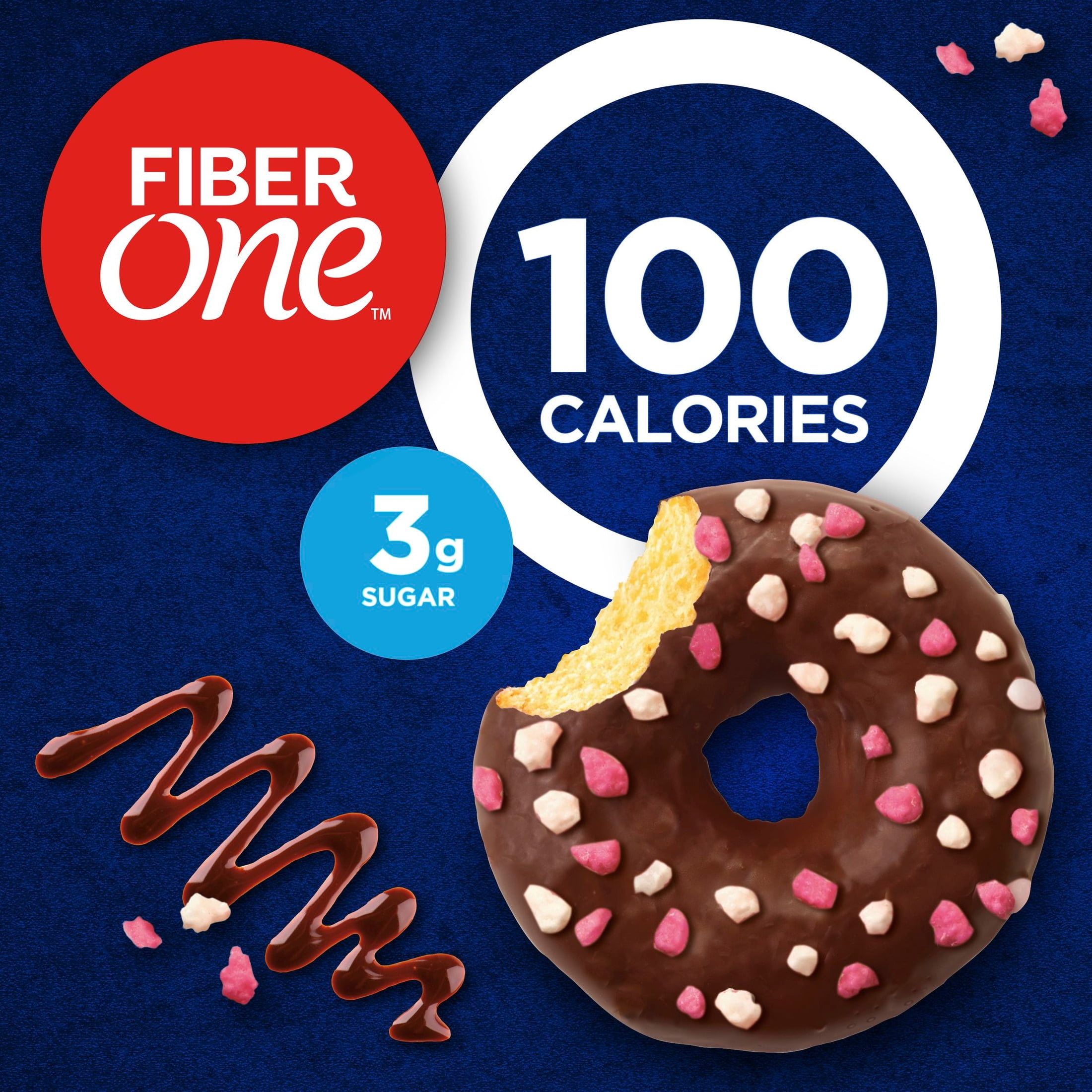 Fiber One 100 Calorie Donuts, Chocolate Snacks, 3g Sugar, 4 Count, 3.28 oz