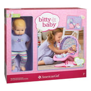 American Girl Bitty Baby Doll Blond with Blue Eyes, Plus Travel Seat and Accessories