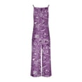 thumbnail image 5 of Casual Loose Jumpsuits For Women Trendy Printed Sleeveless Wide Leg Long Pant Rompers With Pockets Purple XL, 5 of 6
