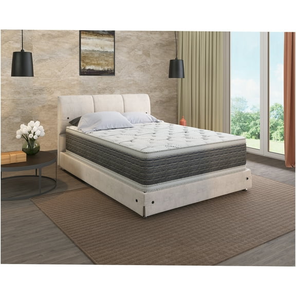 JERFIT 14.5" Full Size Hybrid Mattress, Dual Sided Pillow Top, CoolTouch Bamboo Cover, Firm Edge Support