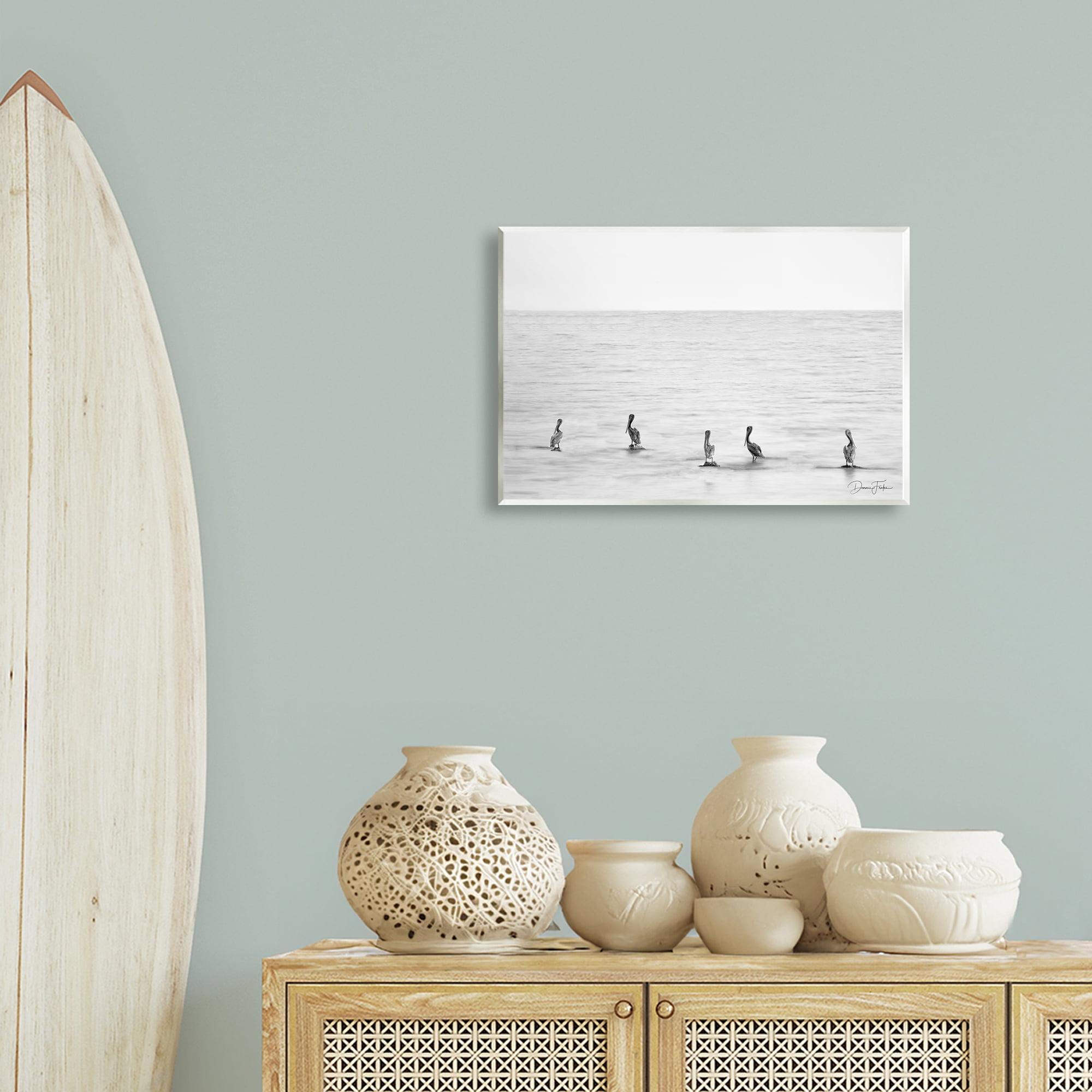 Stupell Industries Pelicans on Shore Landscape Photography Unframed Art Print Wall Art, 19 x 13