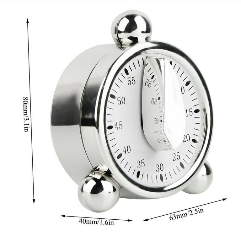 EEEkit Stainless Steel Kitchen Cooking Timer 60-Minute Long Ring Bell Loud Alarm Magnetic, Silver