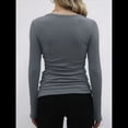 thumbnail image 4 of Camisetas Básicas Ajustadas Informales de Cuello Redondo y Larga Acanaladas para Mujer Gris Oscuro XXL, 4 of 6