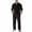 Black, variant on Men Linen Sets Outfits 2 Piece Long Sleeve V Neck Casual Tops and Drawstring Elastic Waist Wide Leg Pants Summer Casual Beach Vacation Resort Outfits