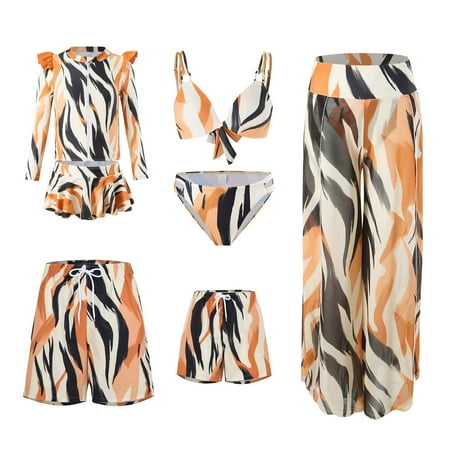 APEXFWDT Family Matching Swimsuit Womens Bathing Suit Girls Swimwear Mom and Me Matching Swimsuit Two Pieces Bikini Set with Cover up