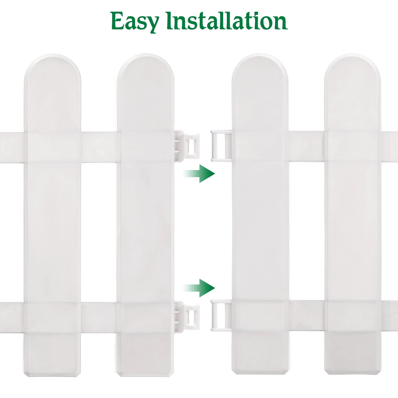 2-Pack White Plastic Garden Fence Edging with Round Base for Flower Beds, Lawn Borders, and Indoor Outdoor Decoration