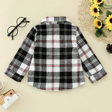 

Cathalem School Jacket for Boys Toddler Boys Girls Shirt Coat Jacket Plaid Long Sleeve Kids Turn Down Winter Clothes for Boys Outerwear Grey 2-3 Years