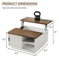 thumbnail image 4 of Pusnapku Lift Top Coffee Table, 31" Square Center Table with Sliding Door and Hidden Storage, Wood Fluted Accent Desk for Living Room, Home Office, 4 of 9