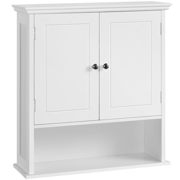 WallMounted Bathroom Storage with Adjustable Shelf, White