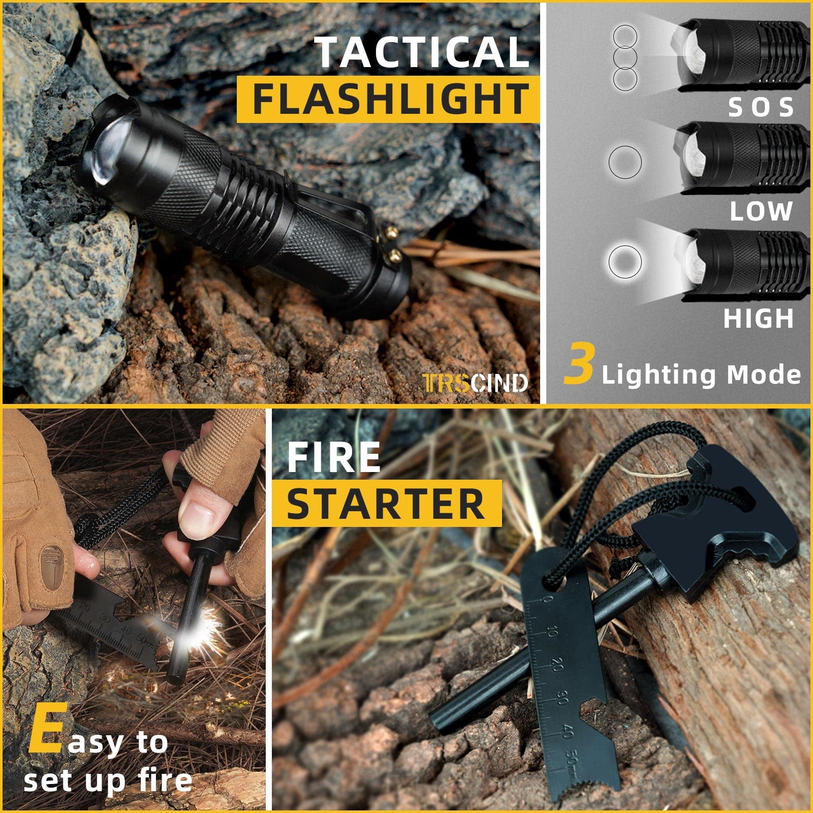 TRSCIND 14-in-1 Survival Kit for Men - Gifts for Dad, Husband, Boyfriend - Fishing, Hunting, Camping Gear & Cool Gadgets (Father's Day, Birthday, Anniversary)​