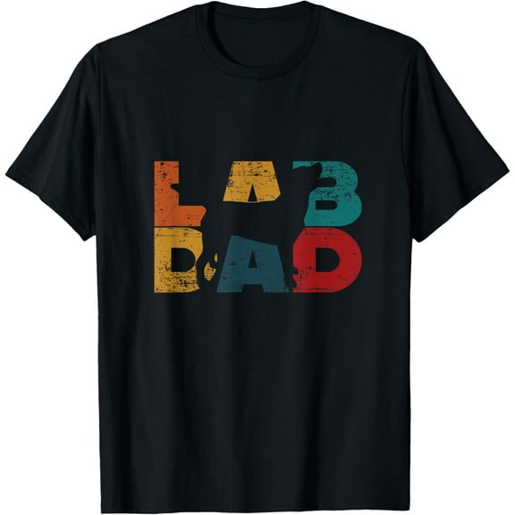 Retro Lab Lover Labrador Black Lab Dad T-Shirt men and women can wear, black, white, gifts