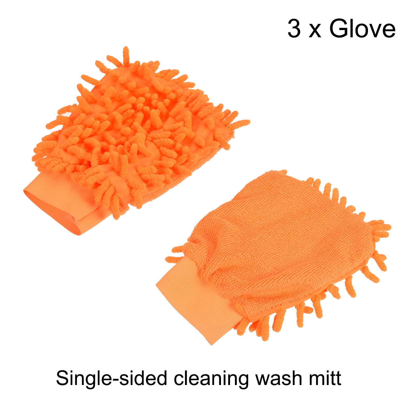 Unique Bargains Microfiber Chenille Mitts Reusable Scratch-Free Cleaning Gloves for Home Orange
